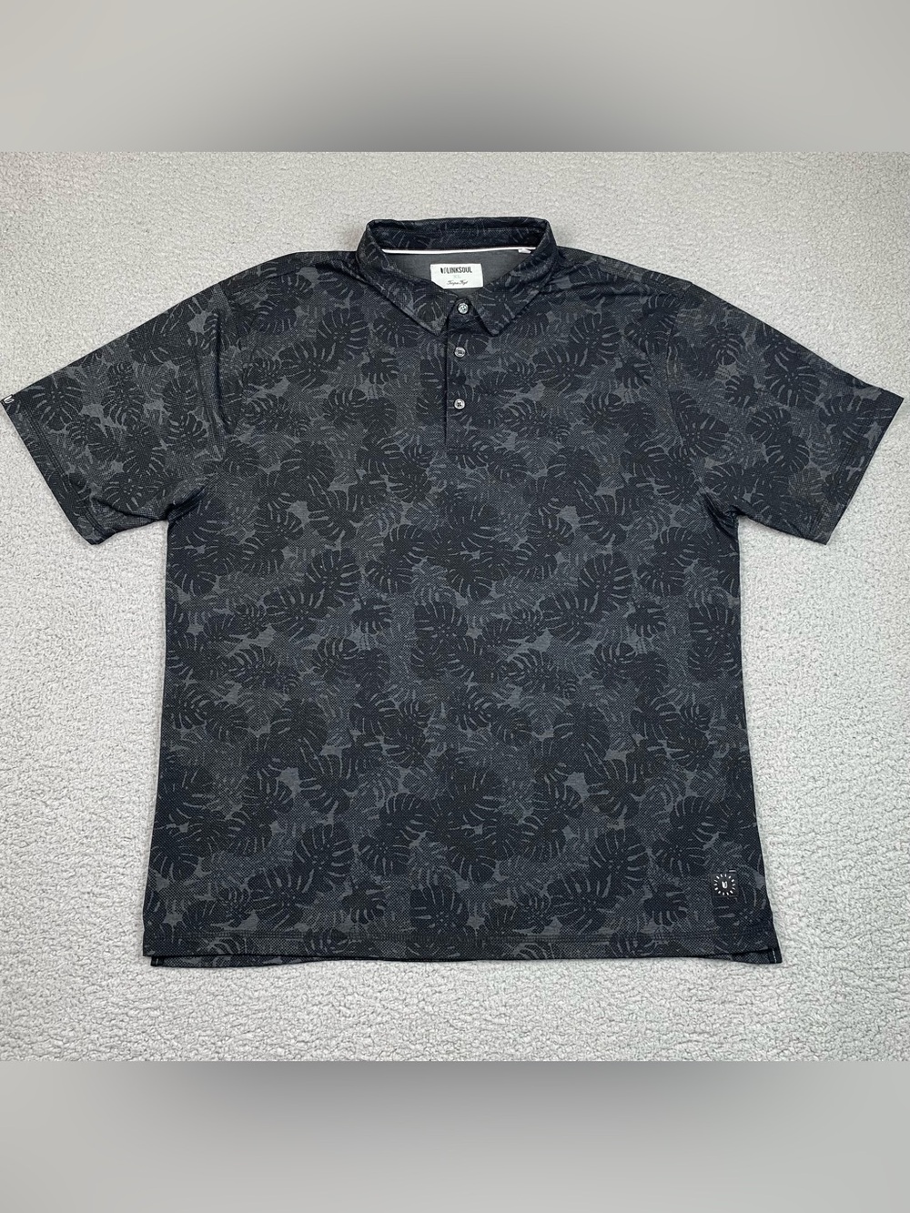 Linksoul Golf Polo Shirt Men's Sz XL Leaf Print Short Sleeve Performance Stretch